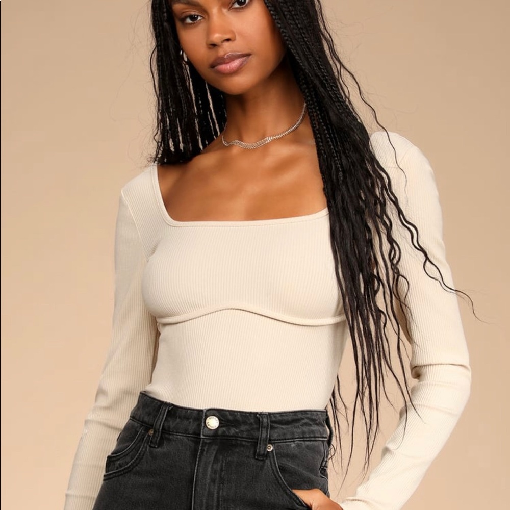 Ribbed long sleeve bodysuit